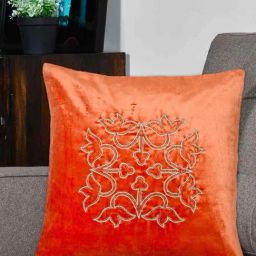 @home Nilkamal Orange Cotton Cushion Cover-picture-1