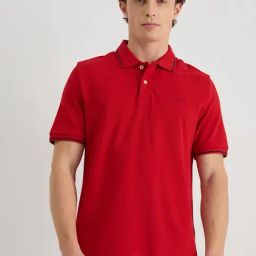 GANT Mens Red Solid Polo Collar Short Sleeve T-Shirt-image-31