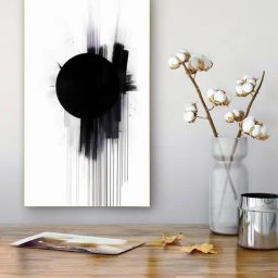 Nestroots Modern Black Circle Gold Frame Abstract Canvas Wall Painting-0