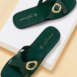 Forever Glam by Pantaloons Women's Bottle Green Casual Sandals-picture-5