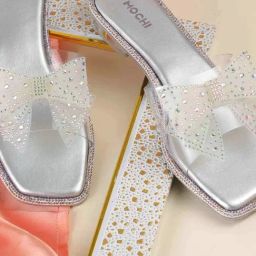 Mochi Women's Silver Casual Sandals-image-7