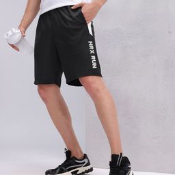 HRX by Hrithik Roshan Men Monochrome Typography Rapid-Dry Running Shorts-picture-2