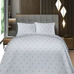 Threadwear Essential Series White Printed 400 TC Cotton Queen Bedsheet Set 2.55 m x 2.35 m-image-25