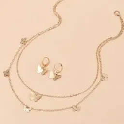 Oomph Jewellery Gold Tone Butterfly Charm Multi Layer Delicate Fashion Pendant Set For Women & Girls Stylish Latest Birthday & Anniversary Gift-image-78