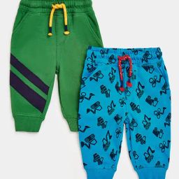 Mothercare Kids Blue & Green Printed Trackpants (Pack Of 2)-image-41