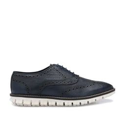 Legwork Men's Navy Brogue Shoes-picture-0