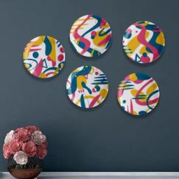 Nestroots Mustard Mirage Multicolour Porcelain Decorative Wall Plate-picture-1