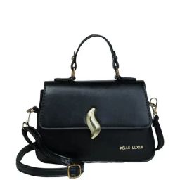 PELLE LUXUR Black Solid Small Sling Handbag-image-44