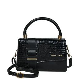 PELLE LUXUR Black Textured Small Sling Handbag-image-59