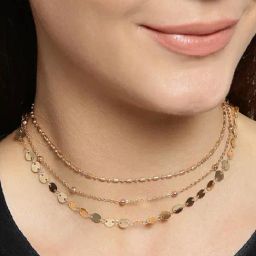 OOMPH Gold Tone Beads Multi Layered Multi-Strand Fashion Necklaces for Women - Set of 3-37