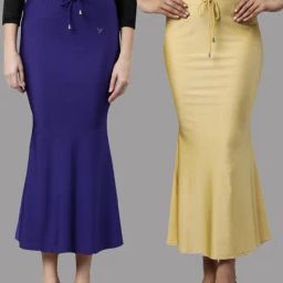 TWIN BIRDS Blue & Yellow Plain Saree Shapewear - Pack Of 2-image-46