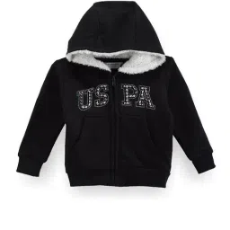 U.S. Polo Assn. Kids Black Embellished Full Sleeves Sweatshirt-picture-1