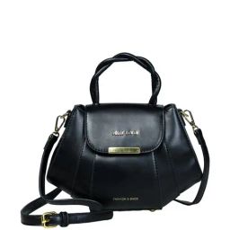 PELLE LUXUR Black Solid Medium Sling Handbag-image-75