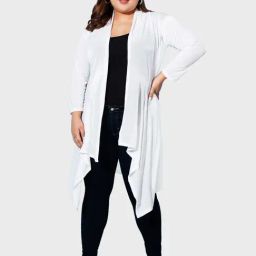 BUYNEWTREND White Shawl Neck Shrug-image-11