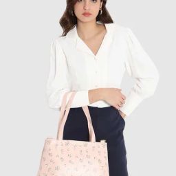 Caprese MERIDA Pink Printed Large Handbag-10