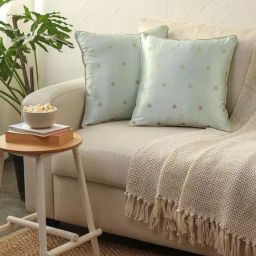 House This Amber Embroidery Green Cotton Cushion Covers - Set of 2-image-83