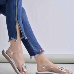 Shoetopia Women's Silver Sling Back Sandals-image-47