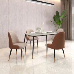 Durian White Octavia Marble 4 Seater 4 Seater Dining Set-image-2