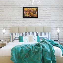 eCraftIndia Multicoloured Village Scene Satin Matt Texture Framed Wall Art-picture-53