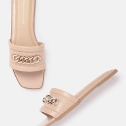 French Connection Women Chain Detail Open Toe Flats-4