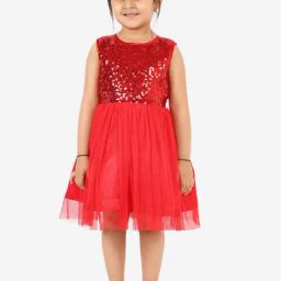 KidsDew Red Sequence Dress-picture-1