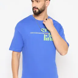Mast & Harbour Men Typography Printed Pure Cotton Applique T-shirt-image-36