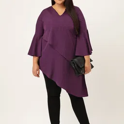 theRebelinme Plus Size Purple Solid Layered Tunic image 5