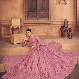 KALINI Embroidered Thread Work Semi-Stitched Lehenga & Unstitched Blouse With Dupatta image 2