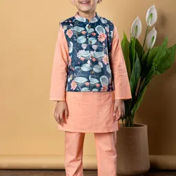 Readiprint Boys Mandarin Collar Pure Cotton Kurta With Pyjamas & Nehru Jacket-16