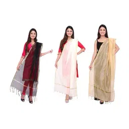 Dupatta Bazaar Multicolored Dupatta - Pack of 3-70