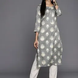 KSUT Grey Printed Straight Kurta-image-62