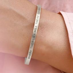 Joker & Witch Where There's A Will, There's A Way Silver Mantra Band Flexible fit Bracelet-image-97