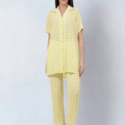 First Resort By Ramola Bachchan Citrus Lemon Checked Shirt with Pant-image-64