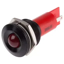 RS PRO Red Panel Mount Indicator, Mounting Hole Size 19 mm, Termination Type Solder Tab, IP Rating IP67, Model No 208532-12