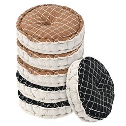 Kuber Industries Black & Brown 6 Pieces Printed Sitting Chair Cushion Pads-5
