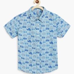 Campana Kids Sky Blue Printed Shirt-image-99