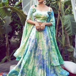 SHUBHKALA Multicolored Silk Printed Lehenga and Choli Set With Dupatta-image-90