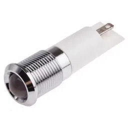 RS PRO White Panel Mount Indicator 220V AC, Mounting Hole Size 14 mm, Termination Type Faston, Solder Lug, IP Rating IP67, Model No 8484614-7
