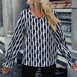 Stylecast X Slyck Geometric Print Ruffles Top-picture-2