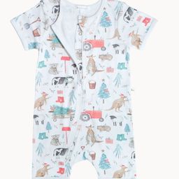 Ohmybebe Infant Boys Printed Pure Organic Cotton Romper With Headband-42