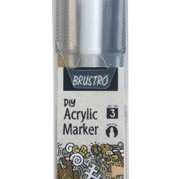 Brustro Acrylic Marker Set of 3 - Black White & Gold-27
