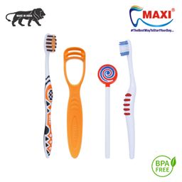 Maxi Style Toothbrush & Tongue Cleaner Pack of 2 - Multicolor-image-9