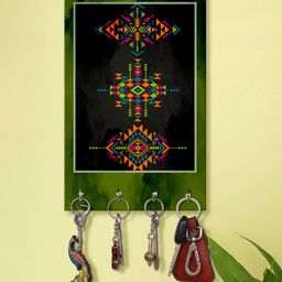 999Store Stylish Wood Wall Mount Decorative Key Holder - Abstract Printed-image-3