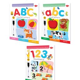 ABC Small Letters ABC Capital Letters & 123 Numbers Reusable Wipe and Clean Book Pack of 3  - English-7