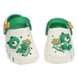 KIDLINGSS Teddy Bear Applique Back Strap Clogs - Green-image-28