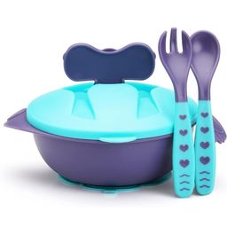 SKB Baby Feeding Bowl with Lid, Suction Cup, Spoon & Fork Set for Feeding & Weaning - Color & Design May Vary-17