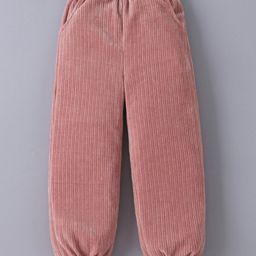Kookie Kids Full Length Solid Colour Lounge Pant With Lace Detailing - Rose Gold-image-84