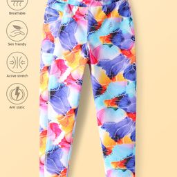 Pine Active Knit Full Length Super Stretch Leggings With Floral Print - Violet-image-90