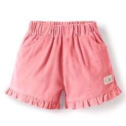 Ollypop Cotton Woven Knee Length Solid Colour Shorts With Patch Detailing - Light Pink-picture-8