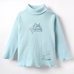 CUCUMBER Knitted Full Sleeves Turtle Neck T-Shirt With Little Princess Text Print - Light Blue-picture-46